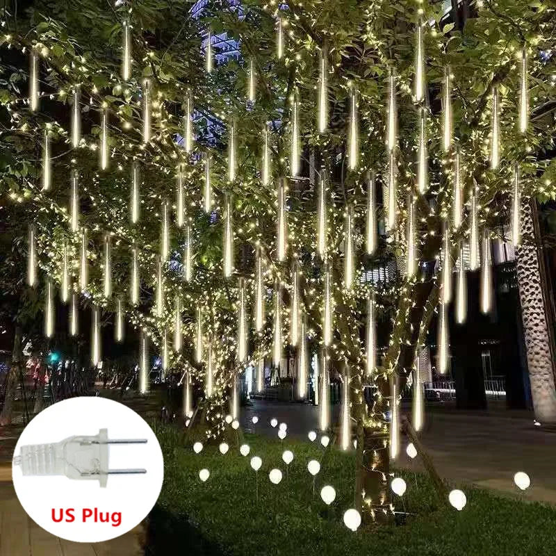 30/50cm Holiday Meteor Shower LED String Lights Christmas Falling Rain Lights Snow Falling Icicle Cascading Light Waterproof New