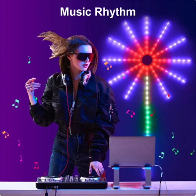 2024 new LED Strip Light RGB Sound Control Symphony Firework Light Wedding Christmas Music Control Full Kit Dream Meteor Lamp