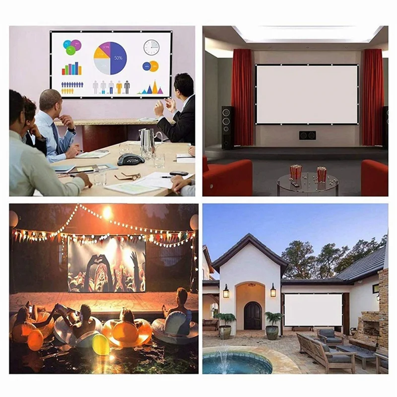 Portable Projector Screen for Home Theater Outdoor HD White Foldable Anti-Crease (84Inch)