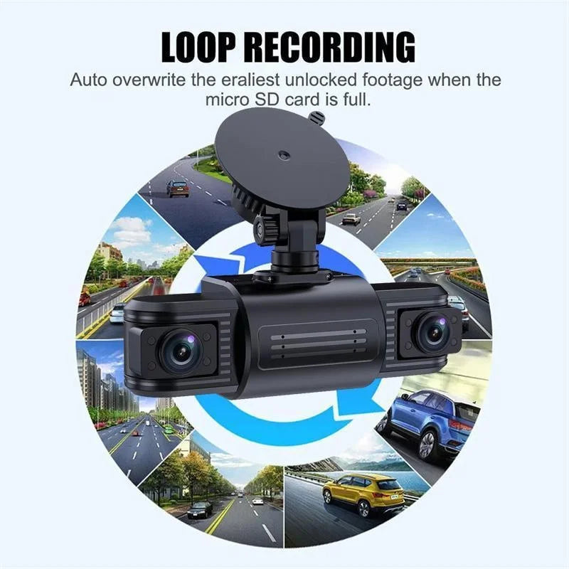 3 Channel FHD 1080P Car DVR Dash Cam Front Inside Rear Vehicle Camera DVRs Recorder Video Mini Dashcam Camcorder