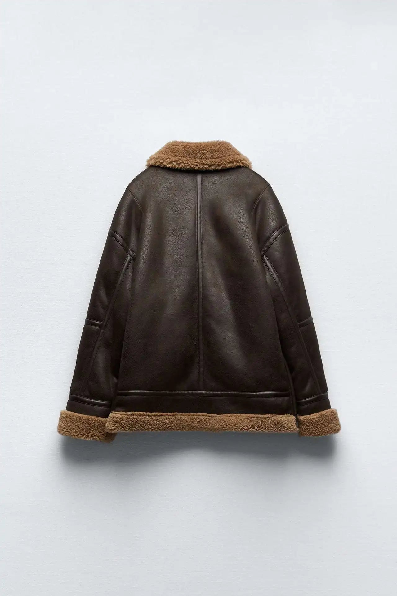 Chaqueta cálida de lana de cordero para mujer de ZBZA, abrigo de piel gruesa de estilo vintage con solapa y cremallera y manga larga con bolsillo, abrigo elegante de invierno