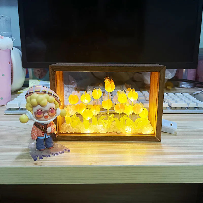 Tulip Nightlight Photo Frame Eternal Flower Home Decor DIY Cute Ornaments Birthday Gift Valentine's Day Surprise Christmas