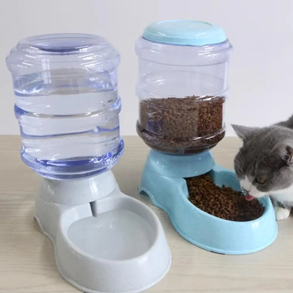 1 cuenco para beber y comedero automático para mascotas, capacidad de 3,8 l, cubo grande para almacenar alimentos, combinación de suministros para mascotas U2w3