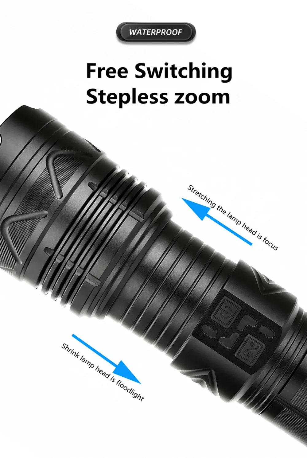 Powerful GT60 LED Flashlight Super Bright Long Range Torch Rechargeable Most Powerful Outdoor Tactical Hand Lamp Camping Lantern