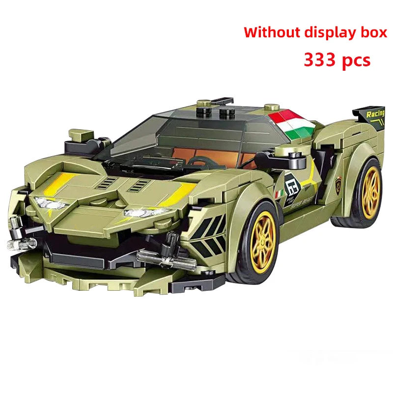 Technical Moc Car City Speed Champion Sports Car Racing Vehicle Building Blocks Brick Educational Construction Toys