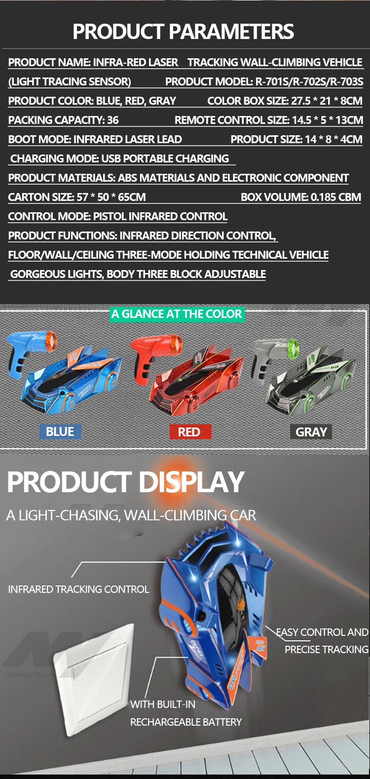RC Car Stunt Infrared Laser Tracking Wall Ceiling Climbing Vehicle Toys For Children Remote Control Cars Follow Light Gifts boys