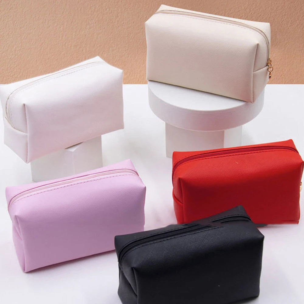 1 ~ 10 piezas de neceser pequeño para mujer, de piel sintética, resistente al agua, con cremallera, bolsa de maquillaje, organizador de maquillaje de viaje, estuche de belleza