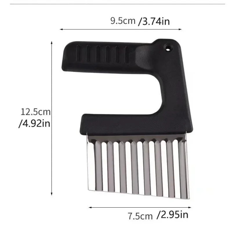 1 pieza de acero inoxidable de mano para cortar patatas fritas, cuchillo para maza, cortador de verduras multifuncional, herramientas de cocina
