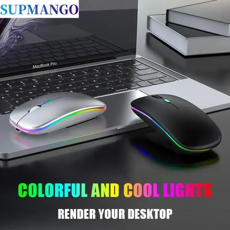 Souris sans fil rechargeable silencieuse à rétroéclairage LED pour ordinateur portable, récepteur 2,4 GHz, souris optique double mode Bluetooth