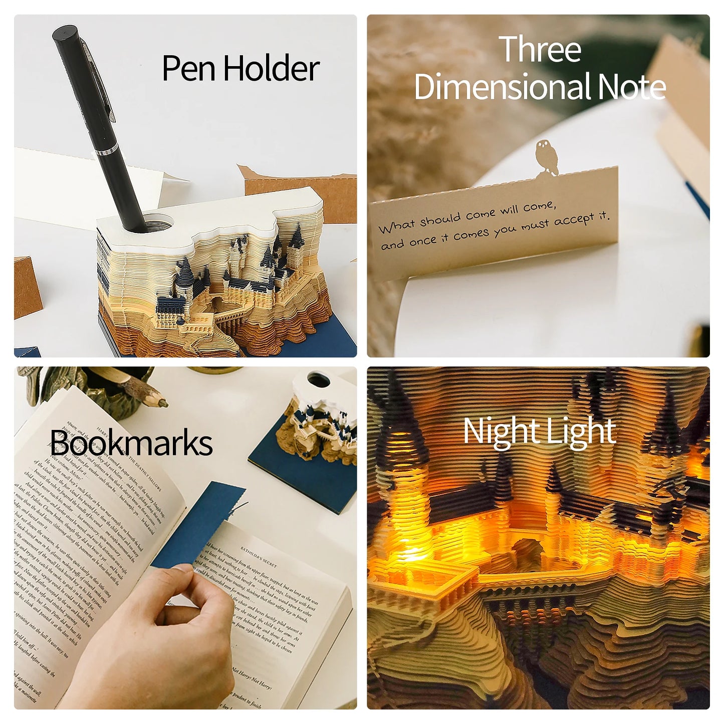 Omoshiroi Block 2024 Calendar 3D Memo Pad Magic Castle Mini Notepad Cubes Design Offices Paper Note Block Birthday Original Gift