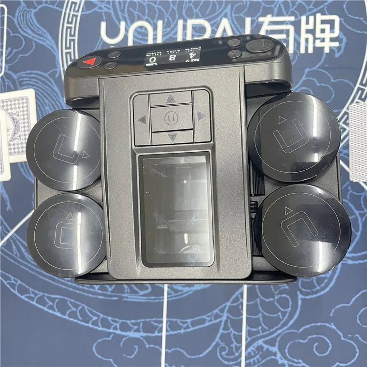 Repartidor de cartas automático, barajador de cartas recargable, máquina de distribución de cartas para barajar y repartir con 4 botones de puja
