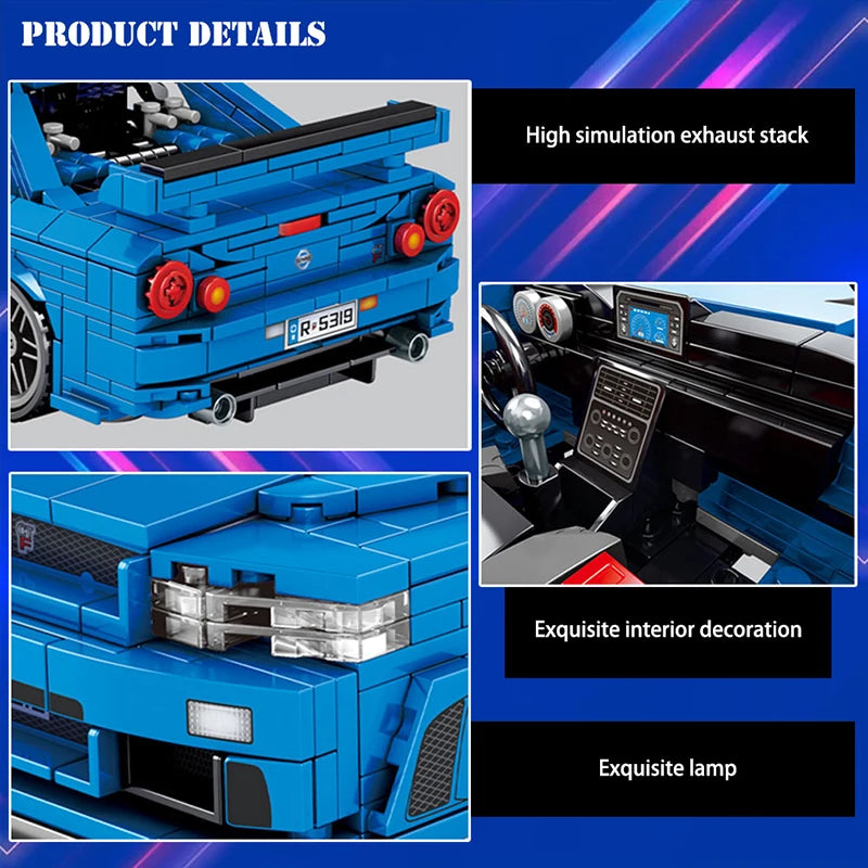 Technical Racing Car Models Speed Champion Car Japan Sport Cars Building Blocks Model Pull Back Vehicel Bricks Toy for Kids