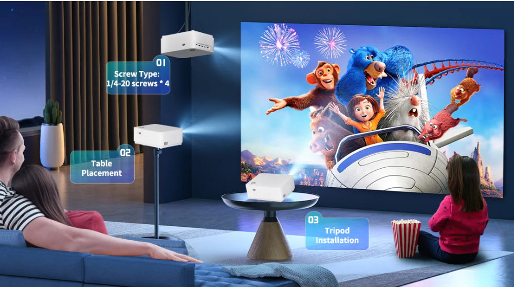 WZATCO Nouveau D5 1080P 5G WiFi Android Smart Digital Focus Full HD Projecteur LED Vidéo Home Cinéma Cinéma Projecteur LCD Beamer