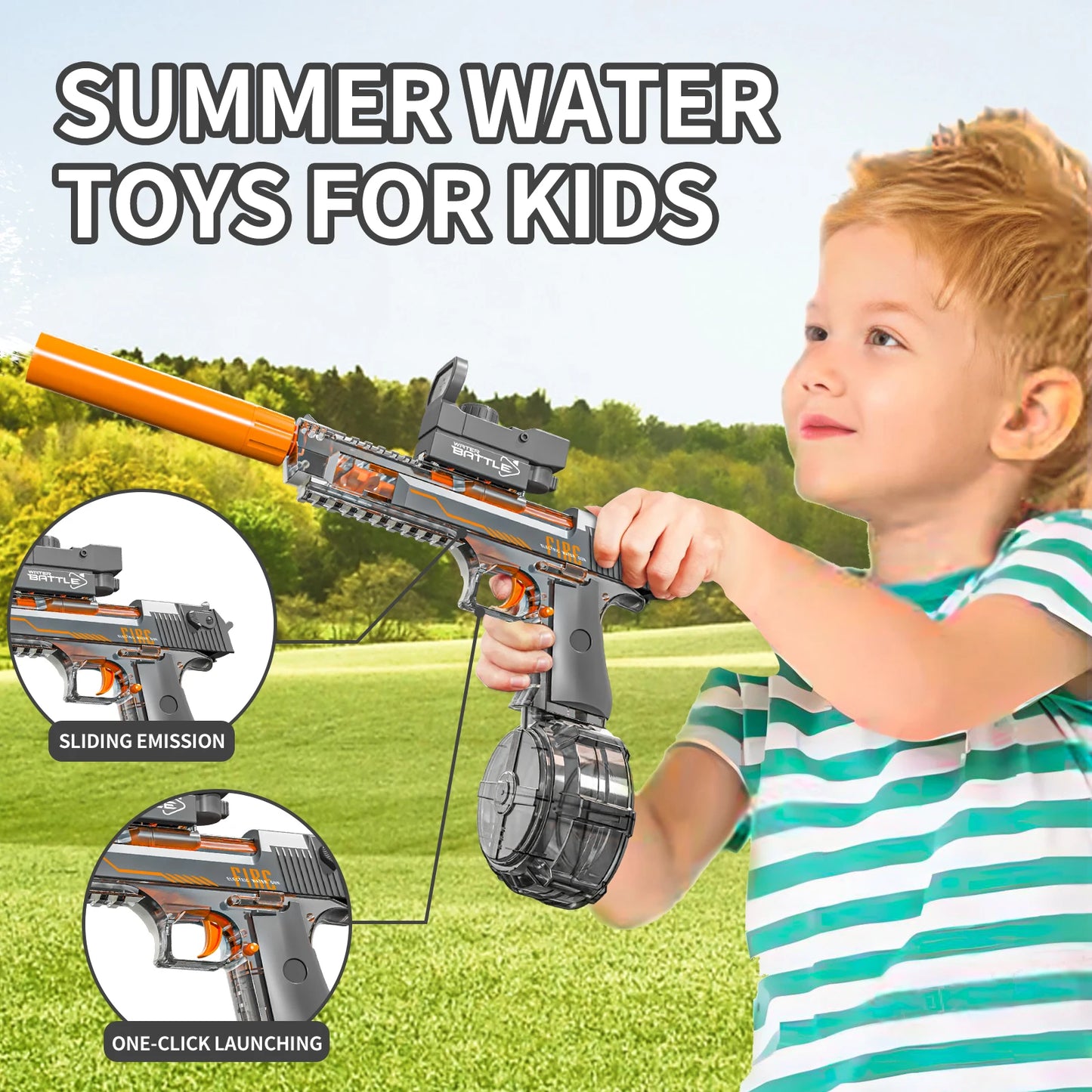 Transparent Sand Eagle Linkage Version Electric Water Gun Large Capacity Continuous Shot Water Fight Water Gun Toys