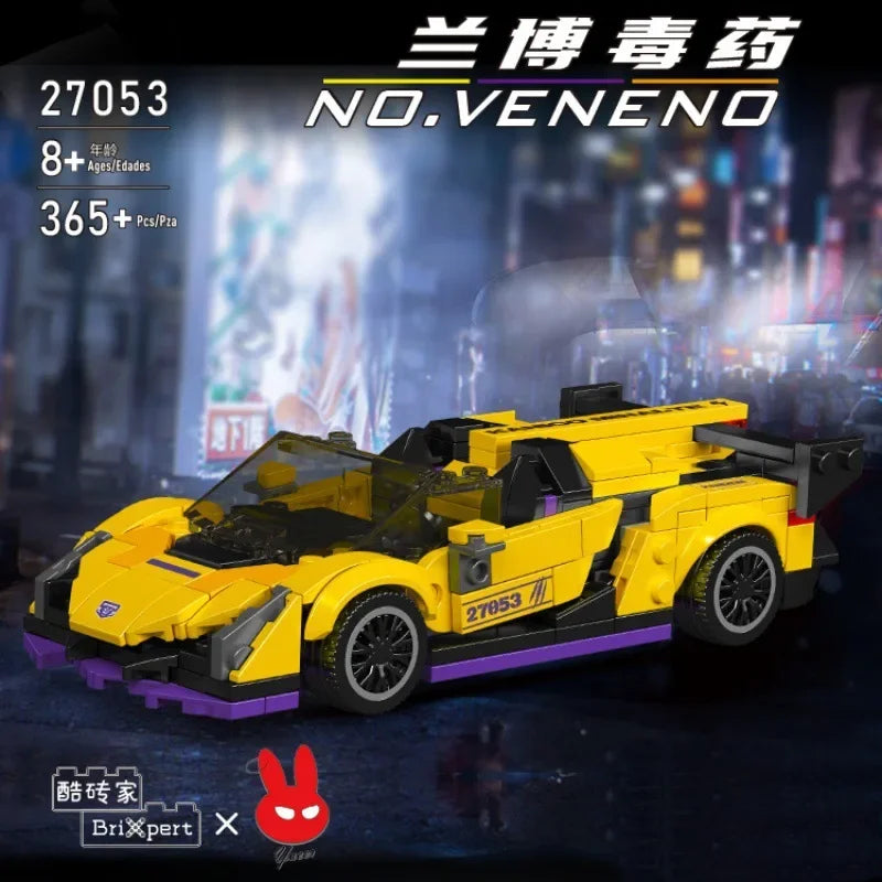 Yuxing-modelo mini-coche famoso, modelo de carreras deportivas, ocho cuadrículas, juguetes educativos para niños, bloques de construcción ensamblados