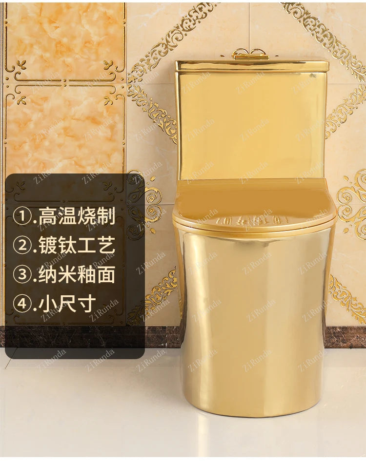 ~Inodoro de cerámica de color mudo para apartamento pequeño de estilo europeo, inodoro dorado de 8,0 pulgadas, inodoro de cañería grande, desodorante