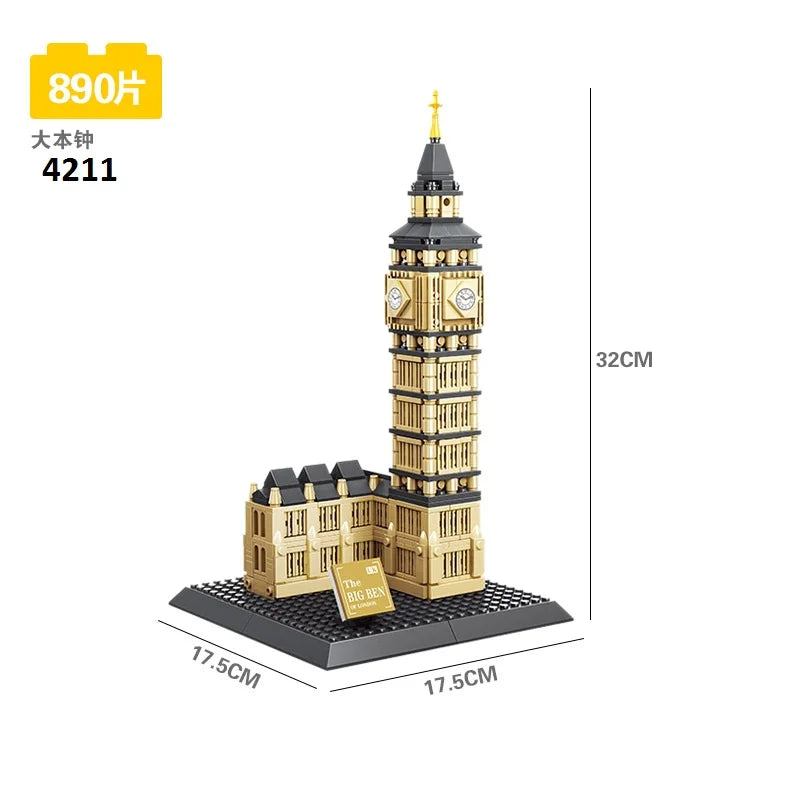 Wange Blocks World Architecture Building Bricks Trevi Fountain Model Pyramid Educational Toys for Children Gifts 4210-4224
