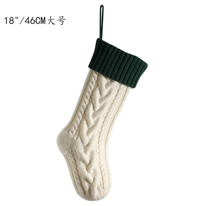 Chaussette de Noël de grande taille de 45,7 cm, chaussette de compression tricotée pour enfants, chaussette suspendue pour cadeau de bonbons, décoration de Noël