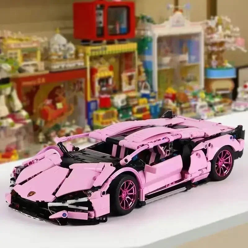 1280 piezas técnicas 1:14 Lambo rosa Super Sports Car Building Blocks MOC City Speed Vehicle Assemble Bricks Toys para niños