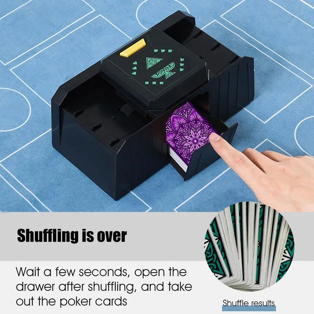 timing Auto Playing Cards Shuffle Electric Poker Shuffler Machine Battery Operated Poker Playing Tool Holds 1-2 Decks of Cards