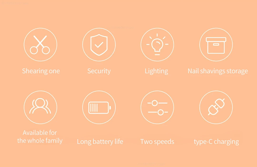 Cortauñas automático eléctrico Youpin, ligero, seguro para el hogar, rápido, luz LED, herramientas portátiles para el cuidado de las uñas de bajo decibelio