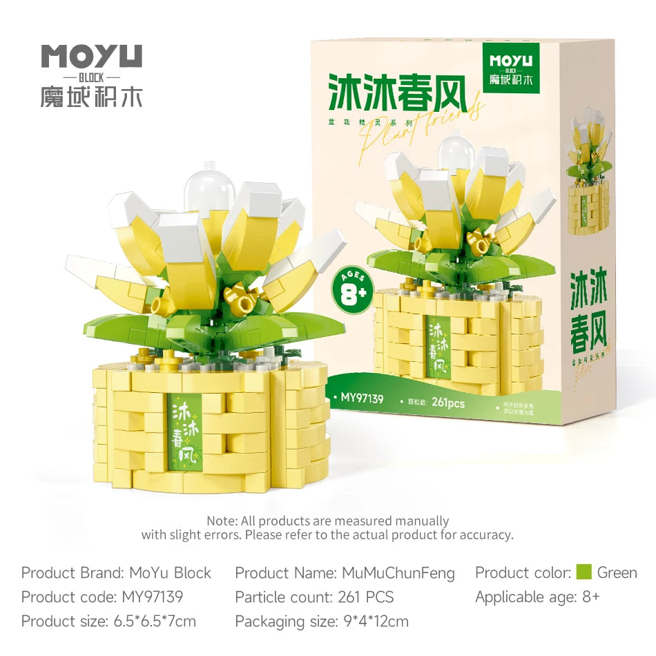 Potted Flower Basket Building Blocks Creative Bonsai Plant Bouquet Model Bricks Diy Home Decoration Kids Toy Girls Holiday Gifts
