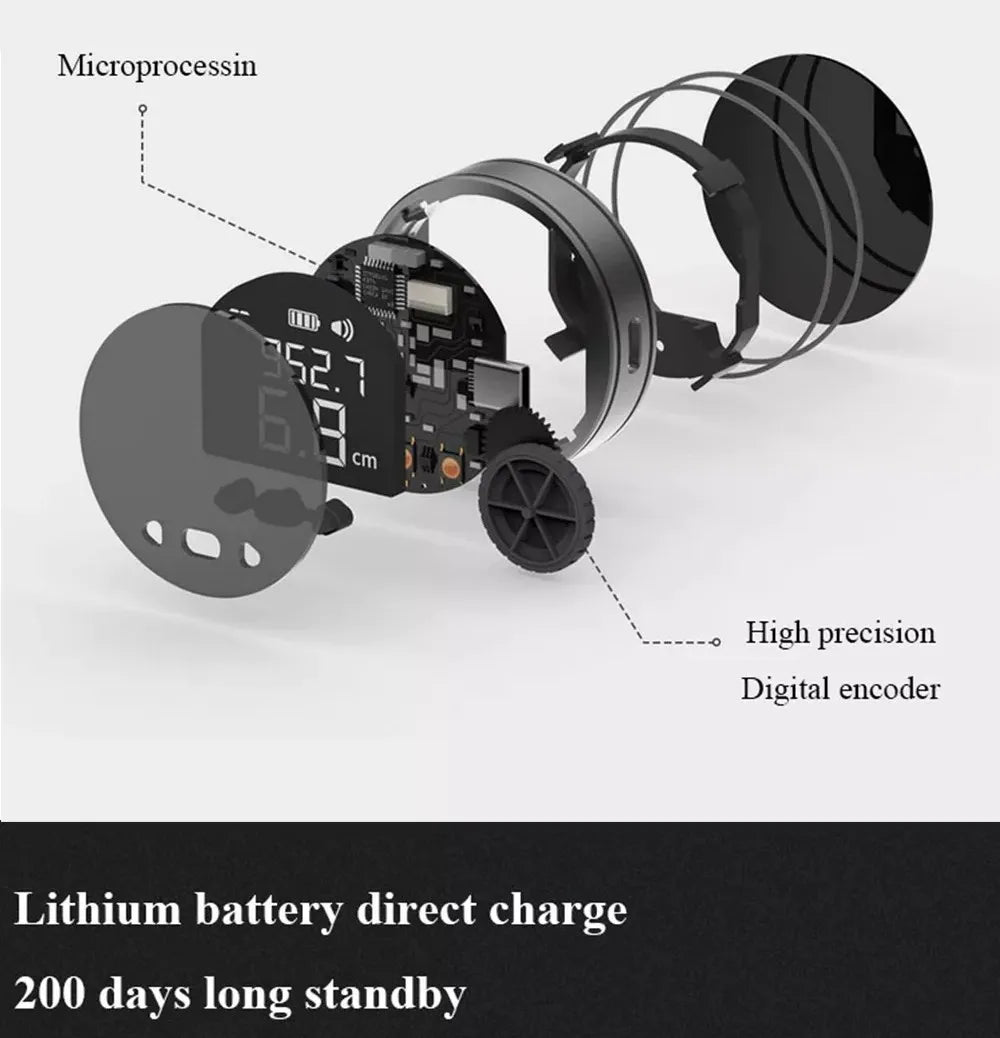 YYHC-Outil de mesure rechargeable Règle électronique Écran LCD HD Ruban à mesurer numérique roulant Règle multifonction portable