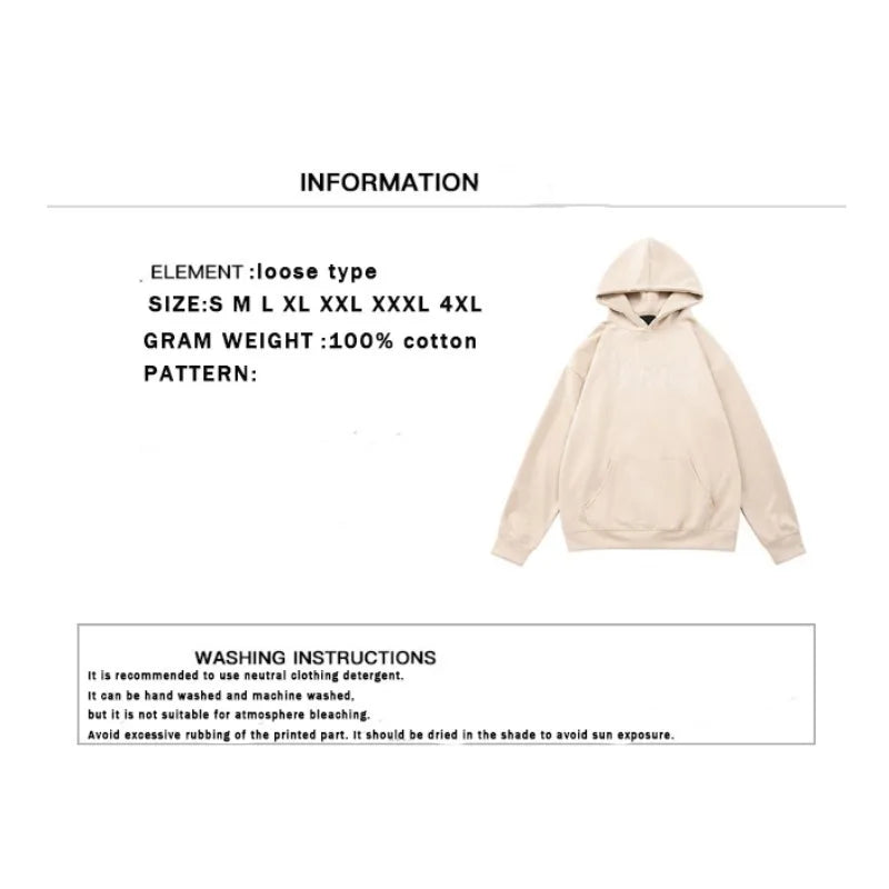 American street style pattern printed hooded sweater men's and women's autumn and winter casual fashion couple's coat