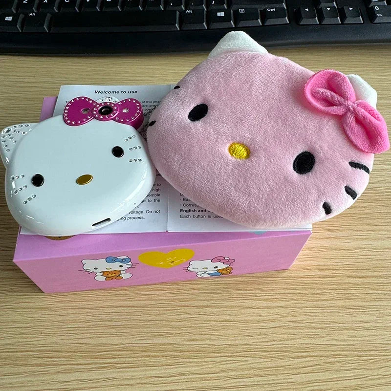 2024Hot Sanrio Hello Kitty Kawaii Mini Flip Phone I68 Girl Mobile Phone Student Anime Phone Music Mobile Phone Kid Birthday Gift