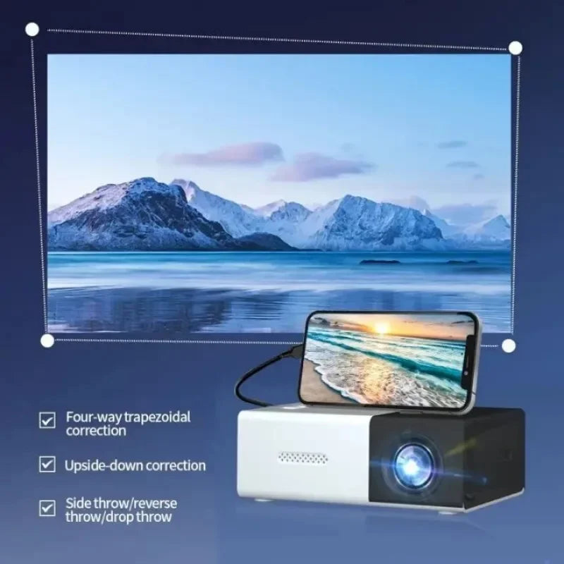 Miniproyector LED YG300 HD 320x240p compatible con HDMI, USB, TF, reproductor multimedia de audio para el hogar, proyector inteligente portátil para viajes