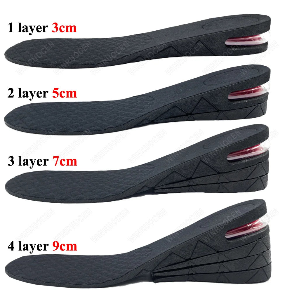 3-9cm Height Increase Insoles for Men Women Elevator Shoes Cushion Unisex Sneakers Heel Lifting Insert Heighten Insoles