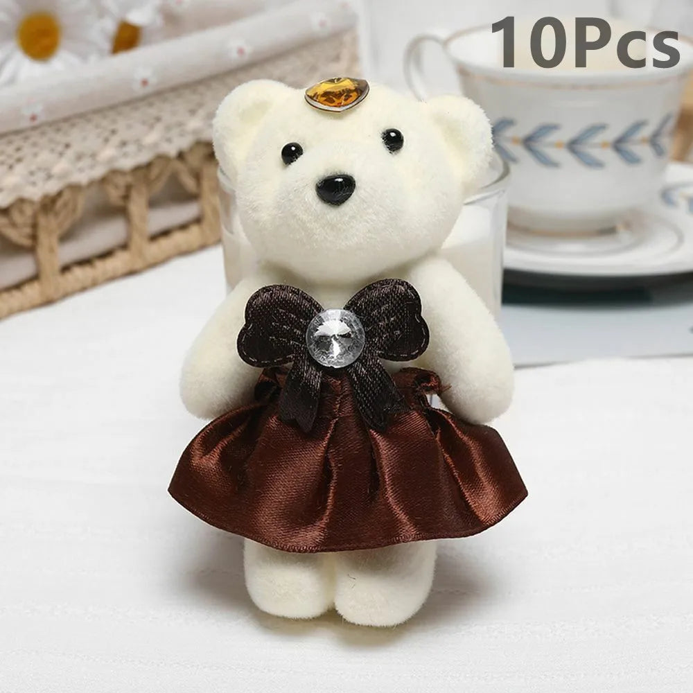10 piezas de ramo de flores de oso de San Valentín, muñeco de peluche de dibujos animados, ramos de osito de peluche, regalos de graduación, cumpleaños, bodas, decoración de fiesta
