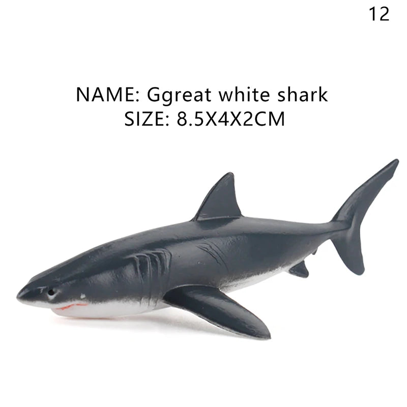 Simulation Marine Life Action Figures Ocean Animal Model Educational Toys Cake Topper,Collection Gift Shark Dolphin Hammerhead