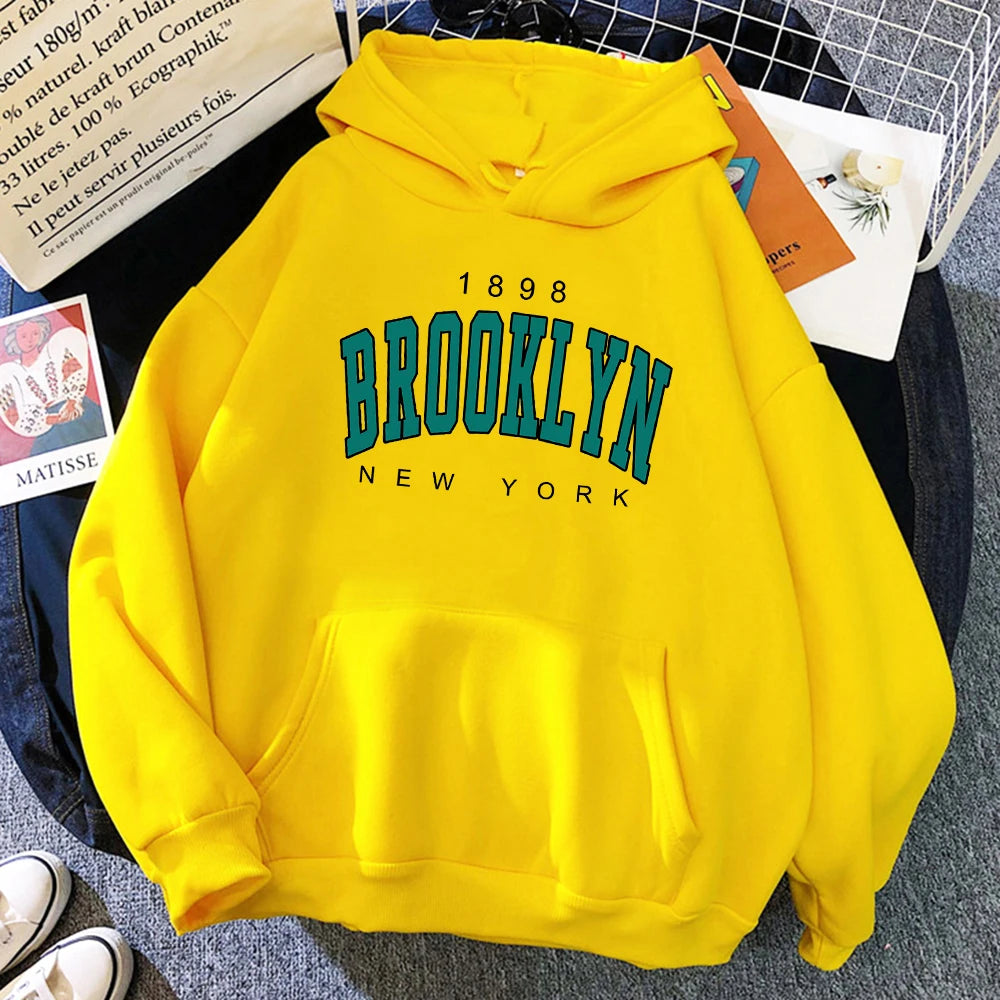 1898 Brooklyn New York Imprimé Femmes Sweats À Capuche Mode Polaire À Capuche Créativité Pull Vêtements Rue Lâche Sweats Femmes