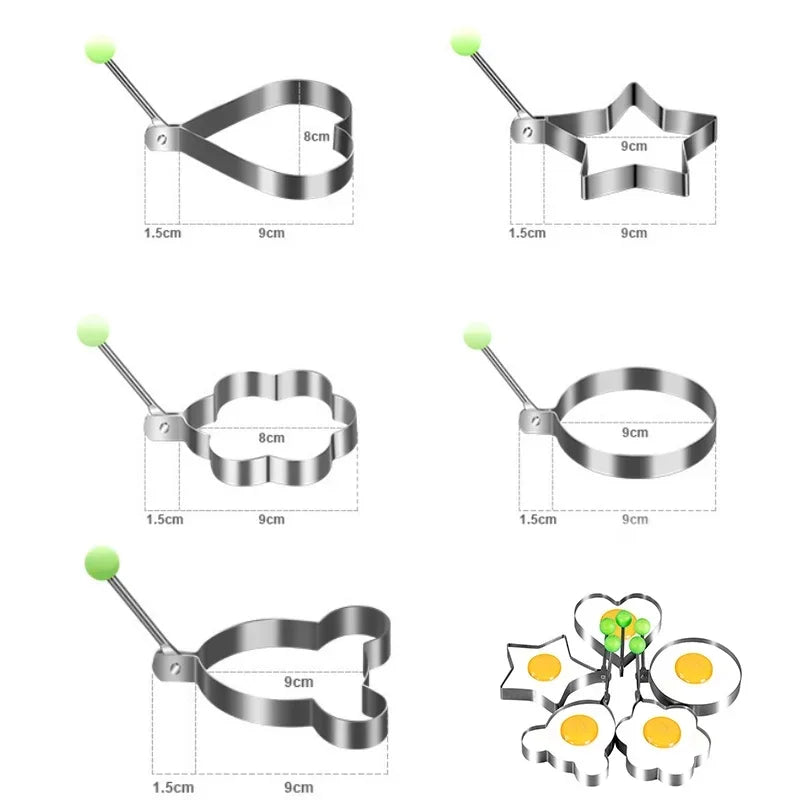 1 pieza de moldes para freír huevos de acero inoxidable, modelo de anillo de tortilla, molde para hornear panqueques, pasteles de carne, moldes para pasteles de arroz en forma de corazón para cocina