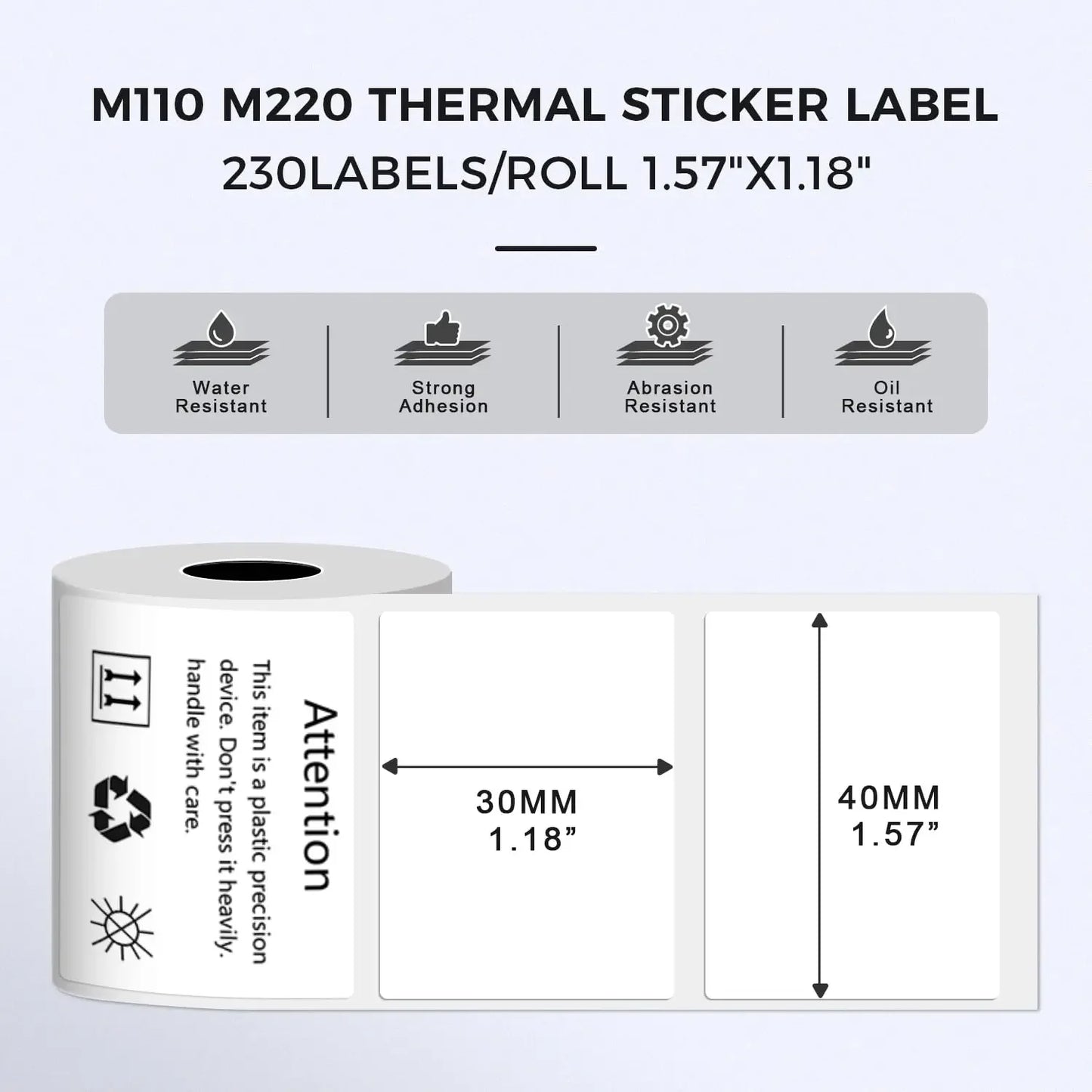 3 Rolls Thermal Sticker Label Paper Adhesive Square/Round Labels For M110/M221/M220/M120/M200/M110S For Logo,Address Label