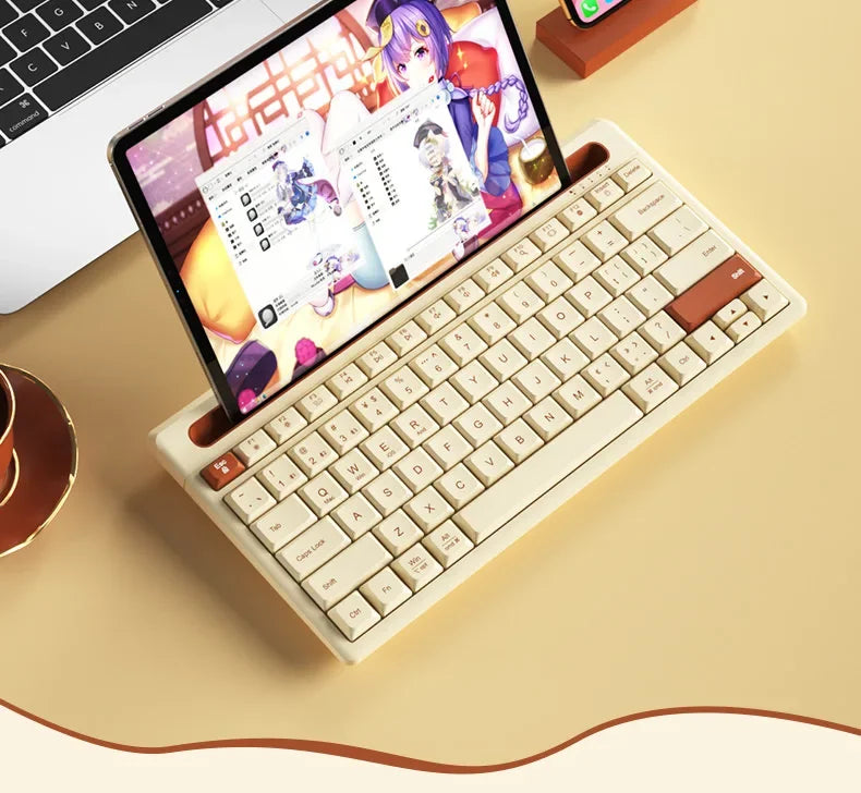 New Wireless Bluetooth Keyboard 87 Keys Three-mode Silent Mini Mute Keyboard For Notebook IPad Laptop Desktop Tablet Computer