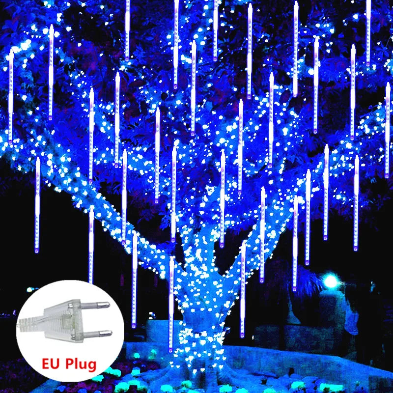 30/50cm Holiday Meteor Shower LED String Lights Christmas Falling Rain Lights Snow Falling Icicle Cascading Light Waterproof New