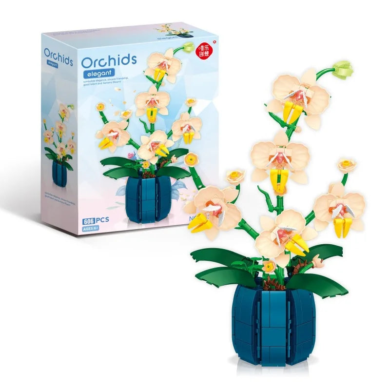 ToylinX 616PCS Orchid Flower Building Set, Building Plant Decor Flower Botanical Series for Home, Christmas Present Gift for Kid