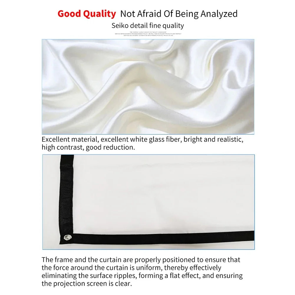 60-150 inch Portable Foldable Projector Screen High Density White No Creases Soft Projection Screen 16:9 for Home Indoor Outdoor