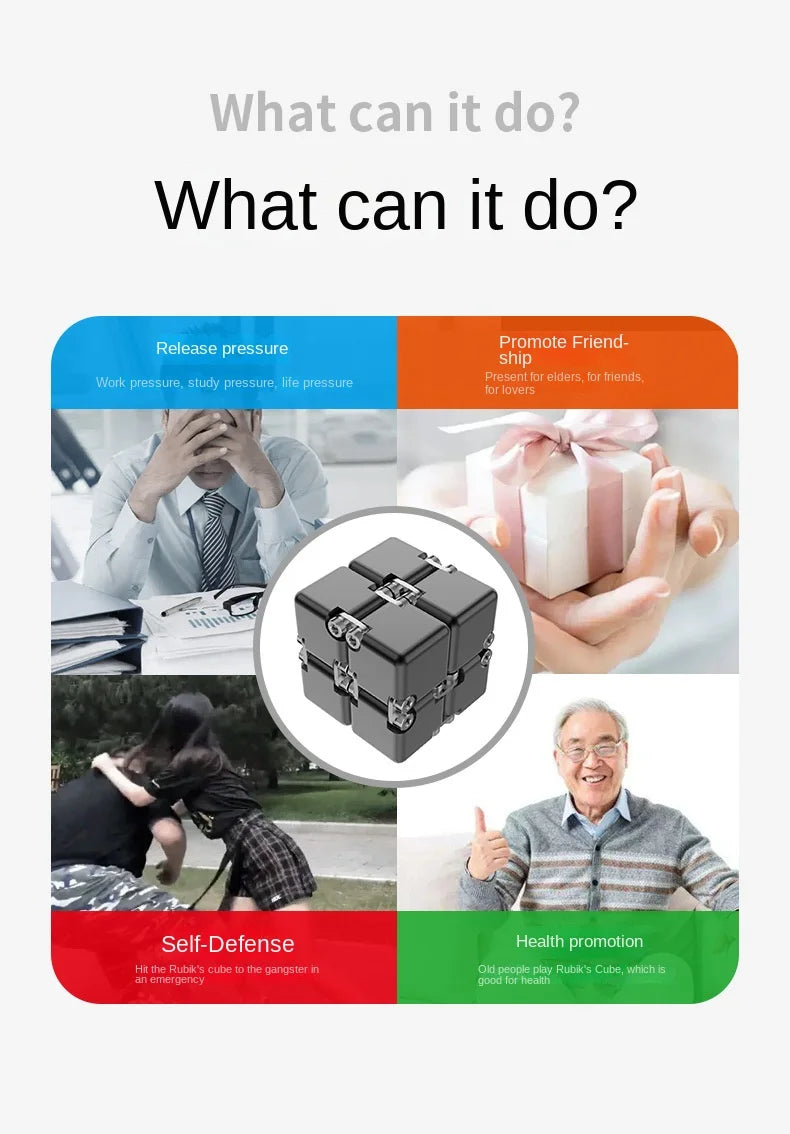 Tiktok Pop Fun Decompression Toys Alloy Infinity Magic Cube Finger Toy Office Flip Cubic Puzzle Stress Relief Cube Block Gift