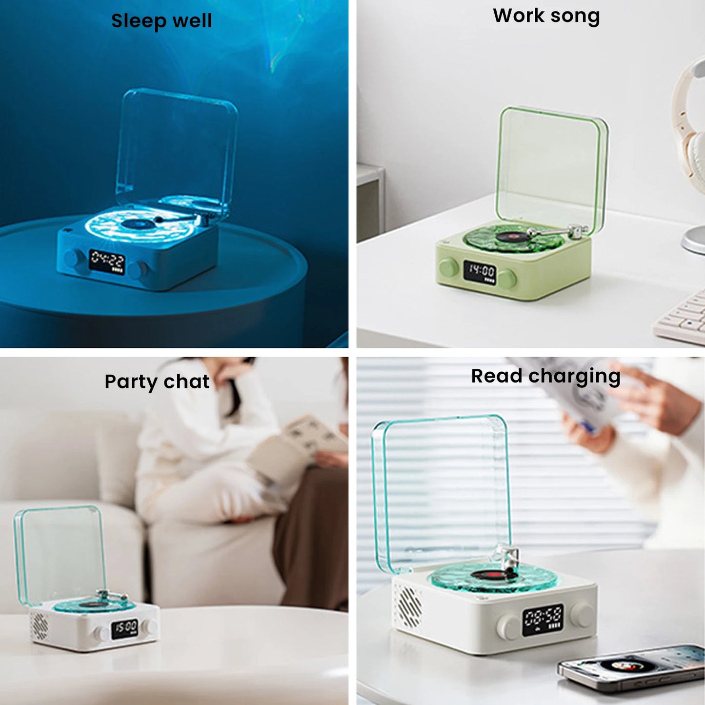 Vintage Vinyl Bluetooth Speaker Waves Vinyl Player White Noise Altavoz Bluetooth Retro Sleep Aid Turntable Speaker with Light