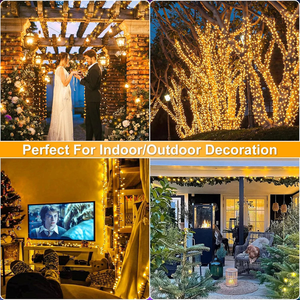 Guirnalda de luces LED de 10 m/20 m para Navidad, para exteriores, para terraza, jardín, fiesta en la calle, hogar, boda, decoración de Año Nuevo