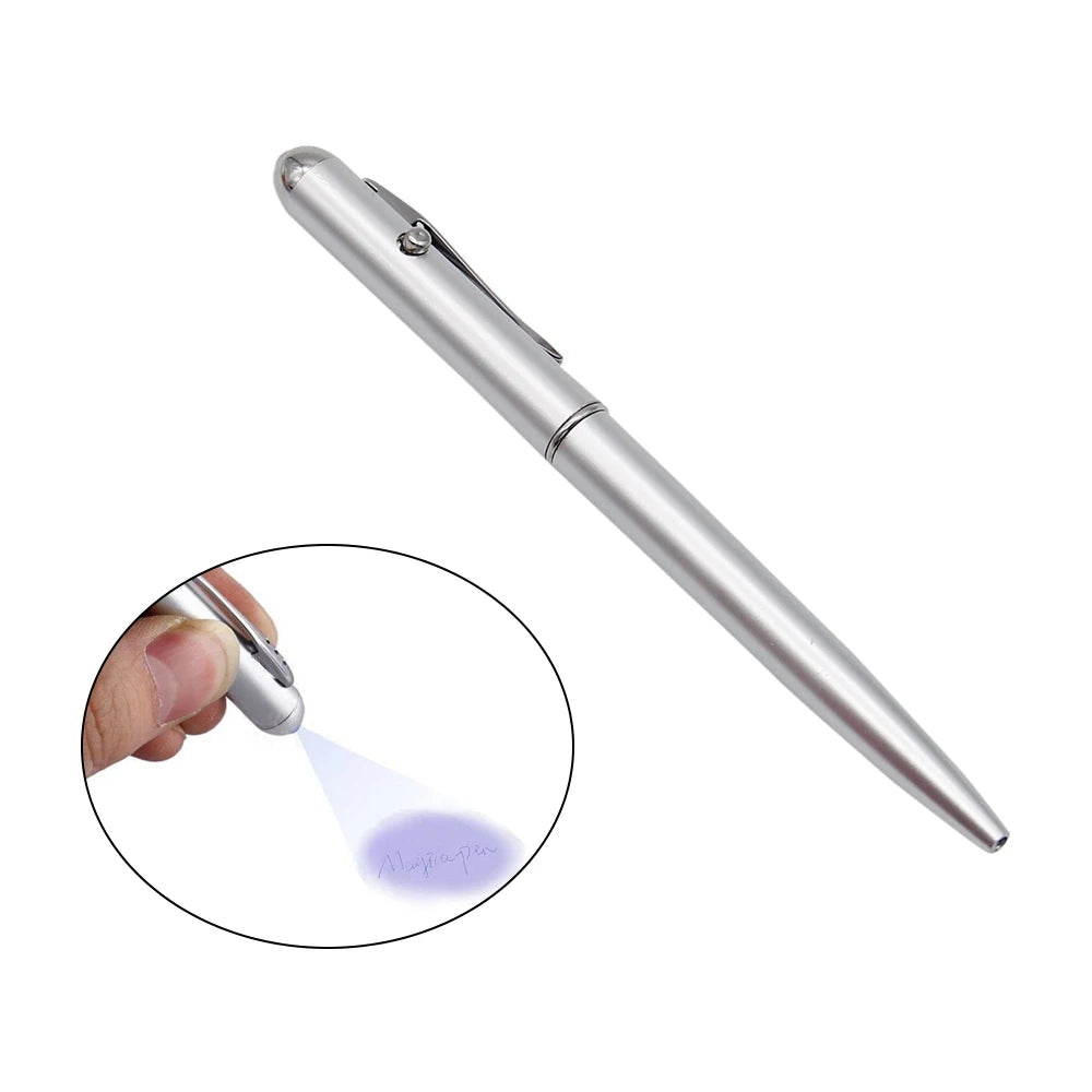 1 bolígrafo de tinta invisible, material plástico novedoso, bolígrafos con luz ultravioleta, bolígrafo mágico secreto, nuevos útiles escolares para oficinas