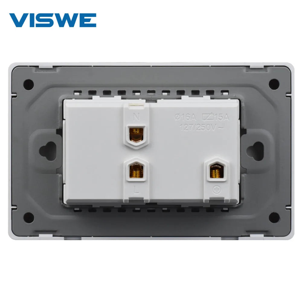 VISWE US Standard Electrical Plug, 118mm*72mm Tempered Glass Panel, American Power Outlet 15A Wall Socket