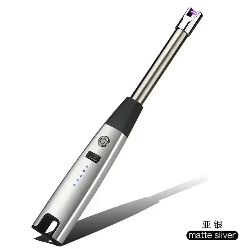Rechargeable Cigarette Lighter with Power Display, Arc Ignition Gun, Kitchen Igniter, Outdoor Barbecue, Camping, Windproof
