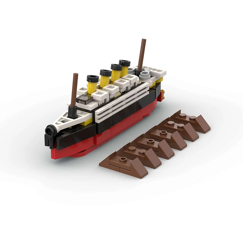 RMS Cruise Sank Titanic Break In Half With Case Model Sets Ship Building Blocks MOC Shipwreck Boat Construction Kid Toys Gifts