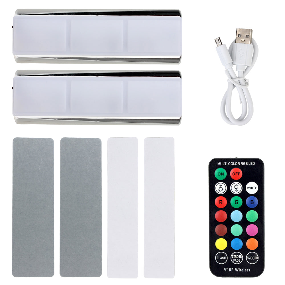 Auto Ambient Light Lamp LED Wireless Remote Car Interior Atmosphere Light 2 PCS RGB Charging Foot Light LED Car Decorative Lamp