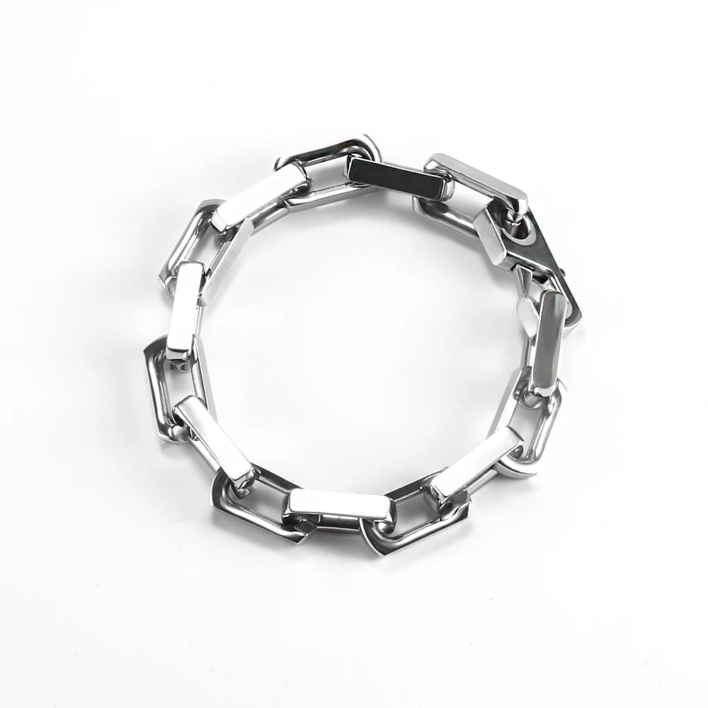 9.5mm Thick Stainless Steel Bamboo Necklaces Bracelets for Men Women Waterproof Square Rhombus Chain Accessories