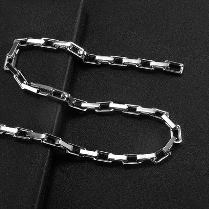 9.5mm Thick Stainless Steel Bamboo Necklaces Bracelets for Men Women Waterproof Square Rhombus Chain Accessories